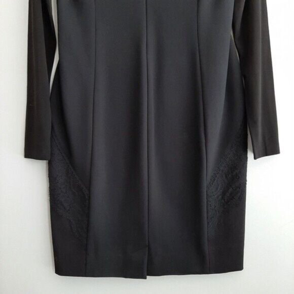 DONNA KARAN \ Italy Long Sleeve LBD Black Lace Detail Dress Sz 8 - Picture 11 of 16